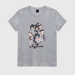 Футболка хлопковая женская NewJeans album Get Up chibi style, цвет: меланж