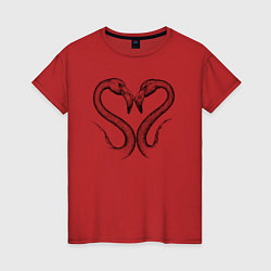 Женская футболка Фламинго сердечко
