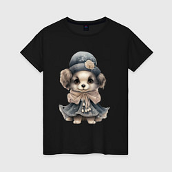 Женская футболка Милая собачка в акварельном стиле