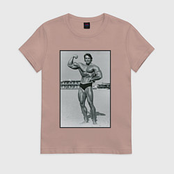 Футболка хлопковая женская Mister Schwarzenegger, цвет: пыльно-розовый