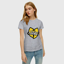 Футболка хлопковая женская Wu tang - logo, цвет: меланж — фото 2