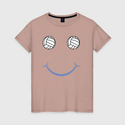 Футболка хлопковая женская Волейбольный позитив, цвет: пыльно-розовый