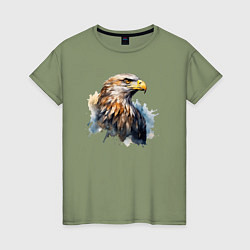 Женская футболка Акварельный орел в брызгах краски