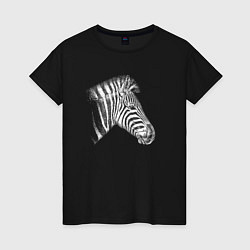Женская футболка Гравюра голова зебры в профиль