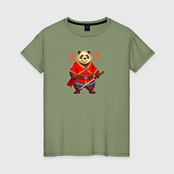 Женская футболка Медведь самурай с катаной