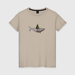 Женская футболка Акула и елка
