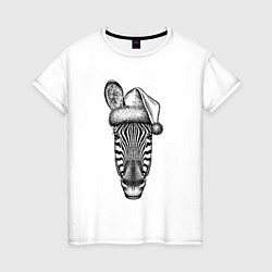 Женская футболка Голова зебры новогодней
