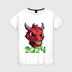 Женская футболка Символ года 2024 маленький дракоша