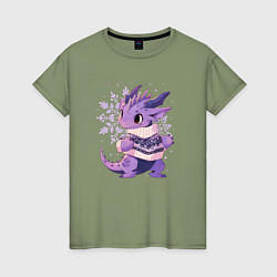 Женская футболка Фиолетовый дракон в свитере