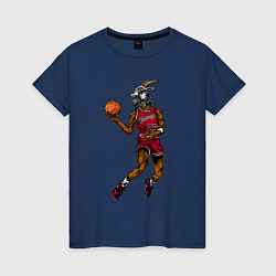 Футболка хлопковая женская Goat Jordan, цвет: тёмно-синий