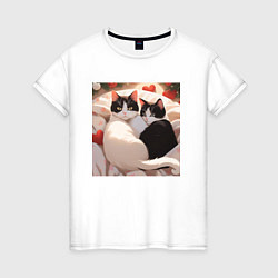 Женская футболка Милые кошки с сердеком