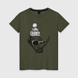 Женская футболка Носорог в очках