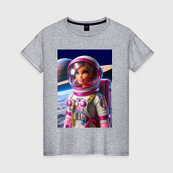 Футболка хлопковая женская Барби - крутой космонавт, цвет: меланж