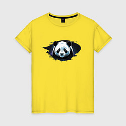 Футболка хлопковая женская Грустная панда портрет, цвет: желтый
