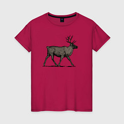 Женская футболка Северный олень в профиль