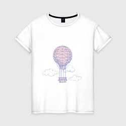 Футболка хлопковая женская Воздушный шар в облаках, цвет: белый
