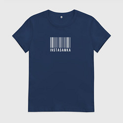 Футболка хлопковая женская Инстасамка штрихкод, цвет: тёмно-синий