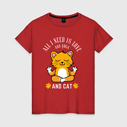 Женская футболка Всё что нужно это любовь йога и кот