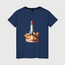 Женская футболка Взлет космической ракеты