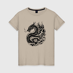 Женская футболка Японский дракон - ирезуми
