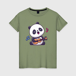 Женская футболка Панда с гитарой