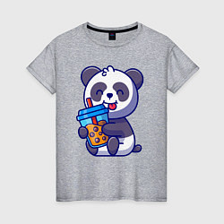Женская футболка Панда с напитком