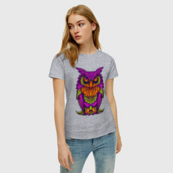 Футболка хлопковая женская Purple owl, цвет: меланж — фото 2