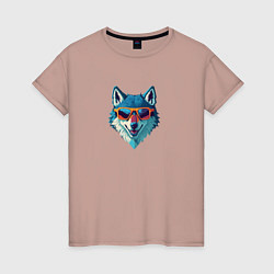 Женская футболка Красочный портрет волка