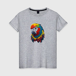 Женская футболка Красочный попугай в ярких перьях