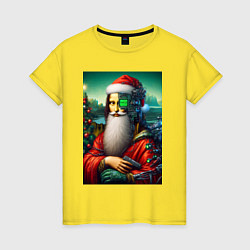Женская футболка Mona Lisa in Santa costume - cyberpunk
