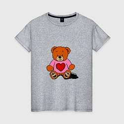 Женская футболка Плюшевый мишка с сердечком