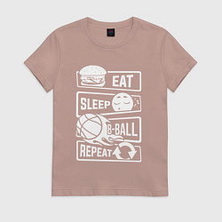 Женская футболка Еда сон баскетбол