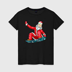 Женская футболка Дед Мороз сноубордист