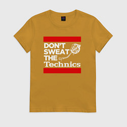 Футболка хлопковая женская Dont sweat the Technics, цвет: горчичный