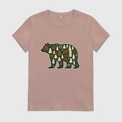 Женская футболка Медведь и тайга