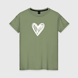 Женская футболка Рисованное белое сердце парное