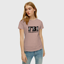Футболка хлопковая женская FBI - female body inspector, цвет: пыльно-розовый — фото 2