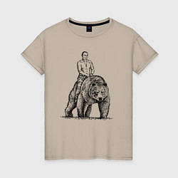 Женская футболка Президент на медведе