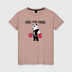 Женская футболка Почувствуй железо - панда бодибилдер