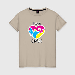 Женская футболка I love cmyk