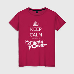 Футболка хлопковая женская My Chemical Romance keep calm, цвет: маджента