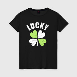 Футболка хлопковая женская Lucky day, цвет: черный