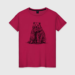 Женская футболка Медведь сидящий