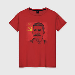 Женская футболка Сталин с флагом СССР