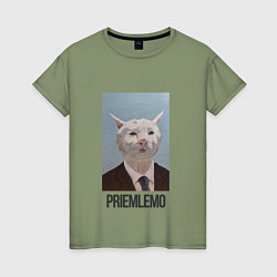 Женская футболка Приемлемо - кот мем в живописи