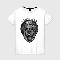 Женская футболка Суровый медведь в символике с топорами