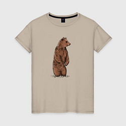 Женская футболка Медведь бурый стоит