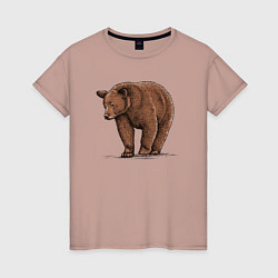 Женская футболка Бурый медведь гуляет