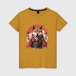 Женская футболка Сиба ину, самурай