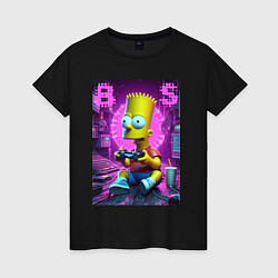 Футболка хлопковая женская Bart Simpson - cool gamer, цвет: черный